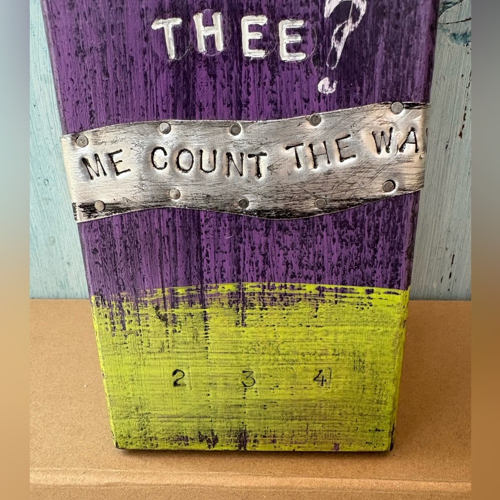 Artisan-Made Purple and Green Wood & Tin Decorative Candle Holder with Saying - Picture 9 of 16